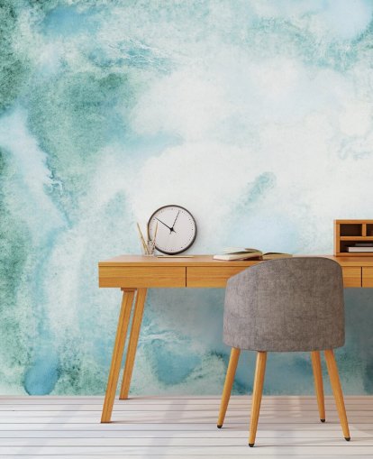 Blue and Green Abstract Watercolour Wallpaper