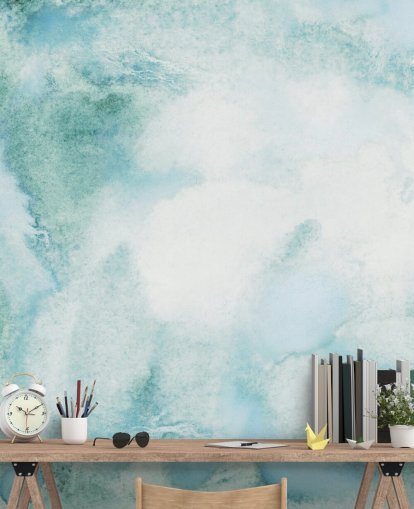 Blue and Green Abstract Watercolour Wallpaper