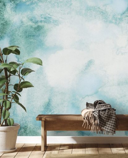 Blue and Green Abstract Watercolour Wallpaper