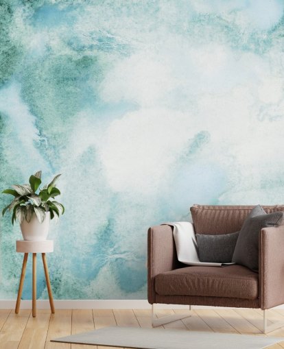 Blue and Green Abstract Watercolour Wallpaper