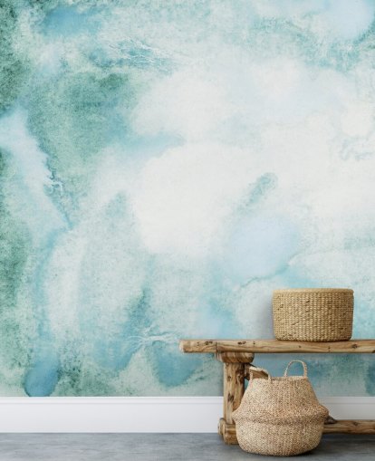 Blue and Green Abstract Watercolour Wallpaper
