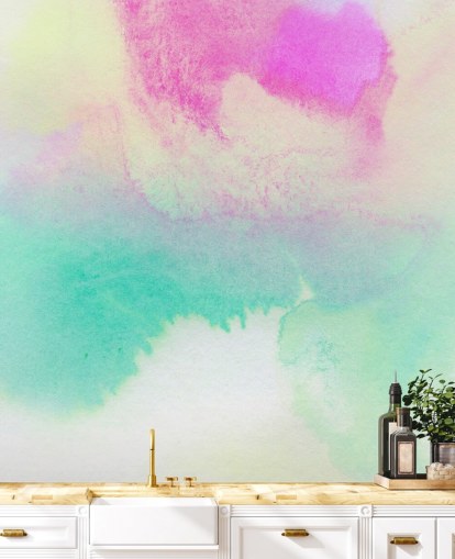 Turquoise and Pink Watercolour Wallpaper Turquoise and Pink Watercolour Wallpaper
