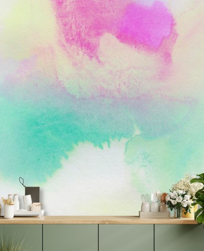 Turquoise and Pink Watercolour Wallpaper Turquoise and Pink Watercolour Wallpaper