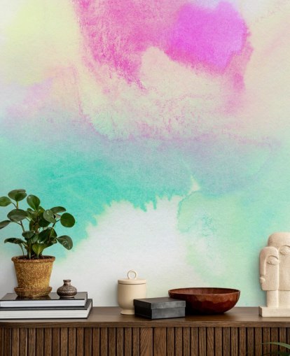 Turquoise and Pink Watercolour Wallpaper Turquoise and Pink Watercolour Wallpaper
