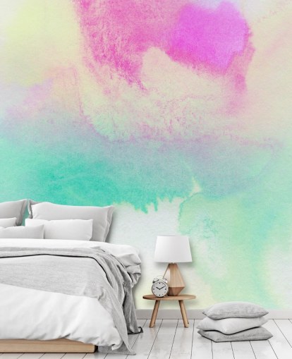 Turquoise and Pink Watercolour Wallpaper Turquoise and Pink Watercolour Wallpaper