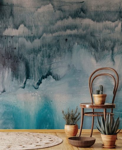 Blauw en zwart aquarel behang Blauw en zwart aquarel behang