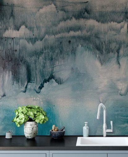 Blue and Black Watercolor Wallpaper