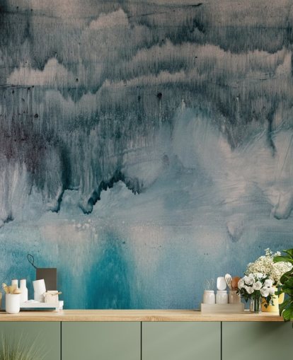 Blaue und schwarze Aquarelltapete