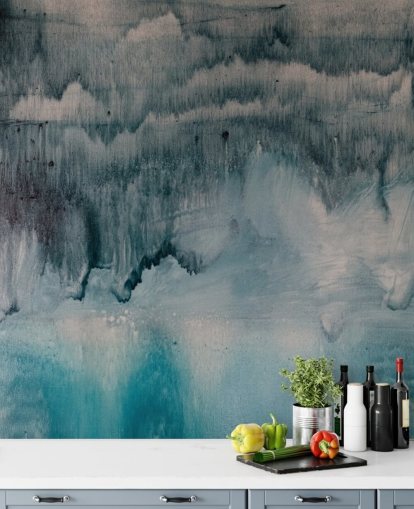 Blauw en zwart aquarel behang Blauw en zwart aquarel behang