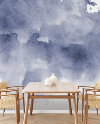 Navy Blue and White Watercolor Wallpaper