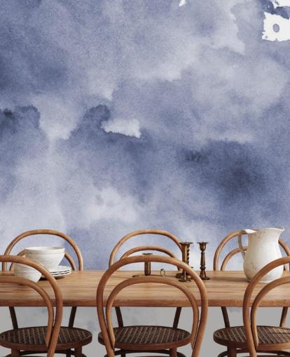 Navy Blue and White Watercolor Wallpaper