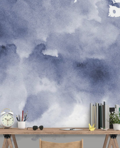 Navy Blue and White Watercolor Wallpaper