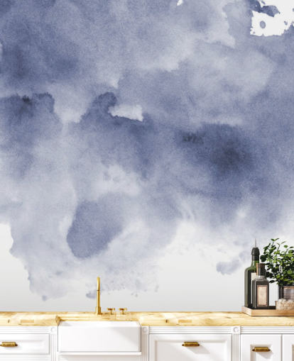 Navy Blue and White Watercolor Wallpaper