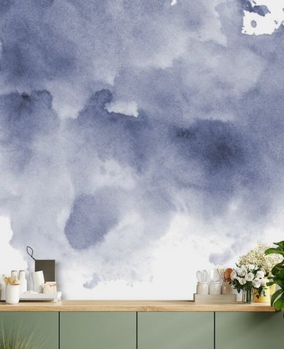 Navy Blue and White Watercolor Wallpaper