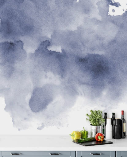 Navy Blue and White Watercolor Wallpaper