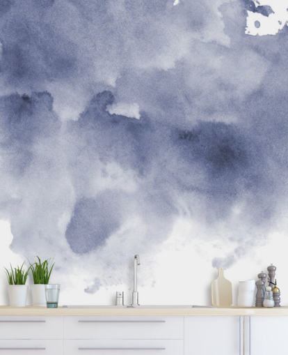 Navy Blue and White Watercolor Wallpaper