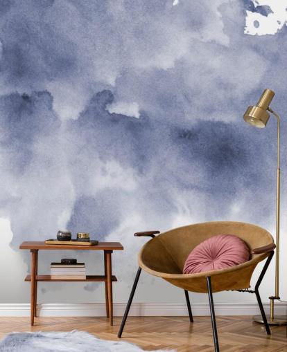 Navy Blue and White Watercolor Wallpaper