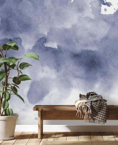 Navy Blue and White Watercolor Wallpaper