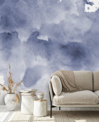 Navy Blue and White Watercolor Wallpaper