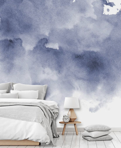 Navy Blue and White Watercolor Wallpaper