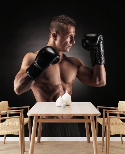 Boxer Posing with Black Background Wallpaper