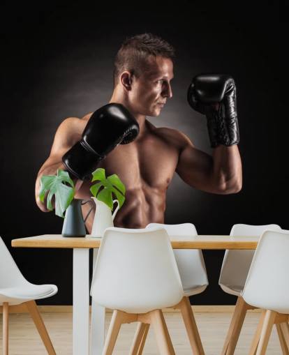 Boxer Posing with Black Background Wallpaper