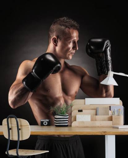 Boxer Posing with Black Background Wallpaper