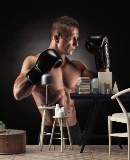 Boxer Posing with Black Background Wallpaper