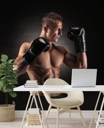 Boxer Posing with Black Background Wallpaper Boxer Posing with Black Background Wallpaper