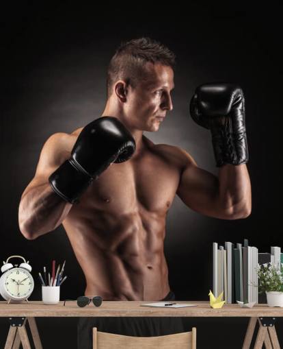Boxer Posing with Black Background Wallpaper Boxer Posing with Black Background Wallpaper