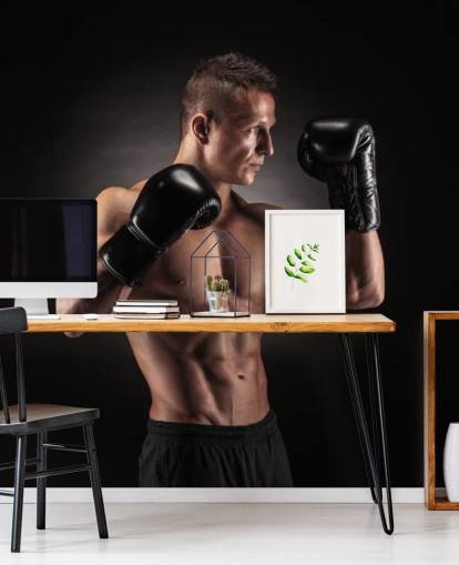 Boxer Posing with Black Background Wallpaper Boxer Posing with Black Background Wallpaper