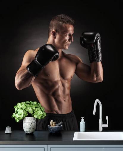 Boxer Posing with Black Background Wallpaper