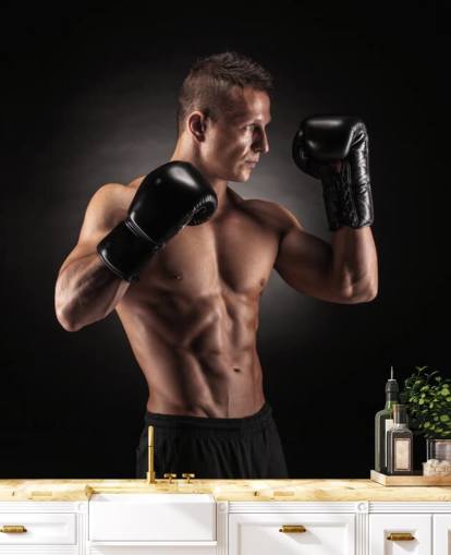 Boxer Posing with Black Background Wallpaper