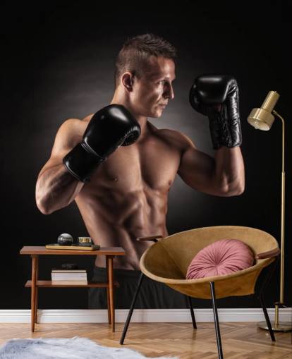 Boxer Posing with Black Background Wallpaper