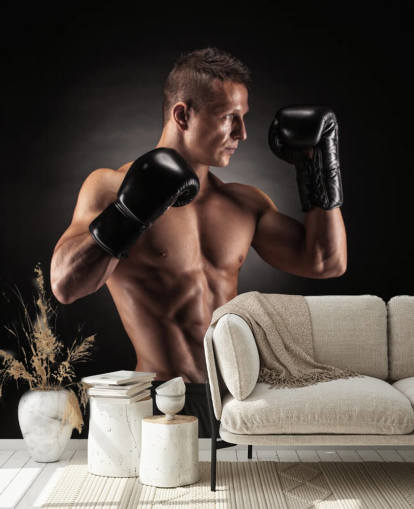 Boxer Posing with Black Background Wallpaper