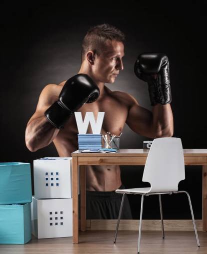 Boxer Posant avec Fond d'écran Noir