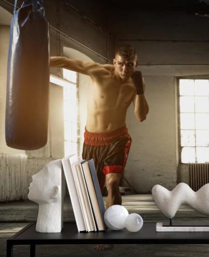 Young Man Boxing in Warehouse Wallpaper Young Man Boxing in Warehouse Wallpaper