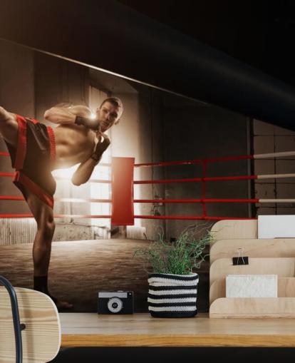 Ung Mann Boxer sparker i Ring Bakgrunn Mural Ung Mann Boxer sparker i Ring Bakgrunn Mural