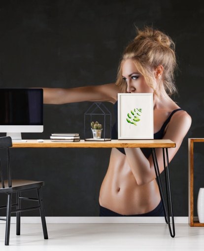 Sexy boxer woman making kick with boxing bandage mural