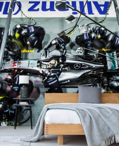 Mechanics with Lewis Hamilton's Car Wallpaper Mechanics with Lewis Hamilton's Car Wallpaper