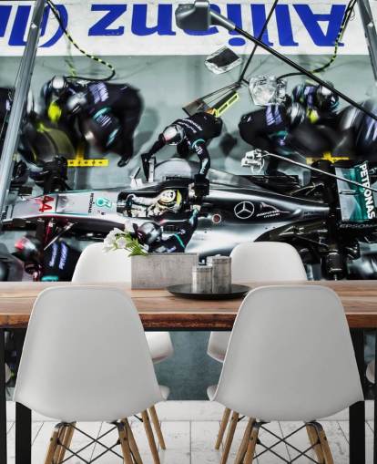 Mecánica con papel pintado del coche de Lewis Hamilton Mecánica con papel pintado del coche de Lewis Hamilton