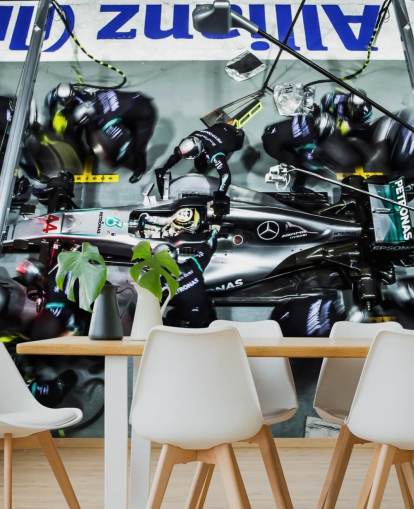 Mechanics with Lewis Hamilton's Car Wallpaper Mechanics with Lewis Hamilton's Car Wallpaper