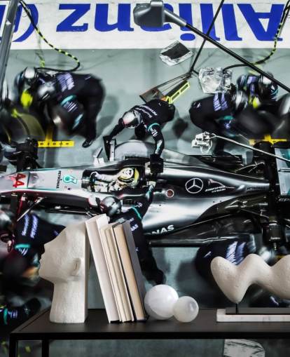 Mechanics with Lewis Hamilton's Car Wallpaper