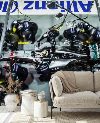 Mechanics with Lewis Hamilton's Car Wallpaper Mechanics with Lewis Hamilton's Car Wallpaper