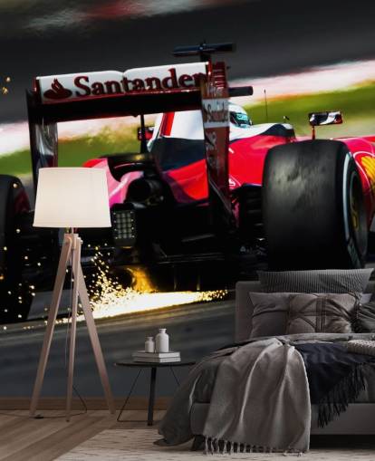 Punainen F1 auton taustakuva seinämaalaus