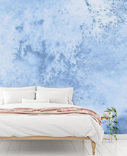 mural de papel pintado de acuarela azul claro llamado Acuarela azul para cocinas, salas de estar y dormitorios