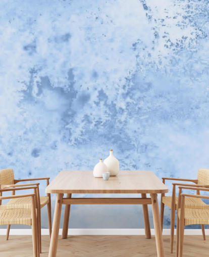 lyseblå akvarell tapet veggmaleri kalt Blue Watercolour for kjøkken, stuer og soverom