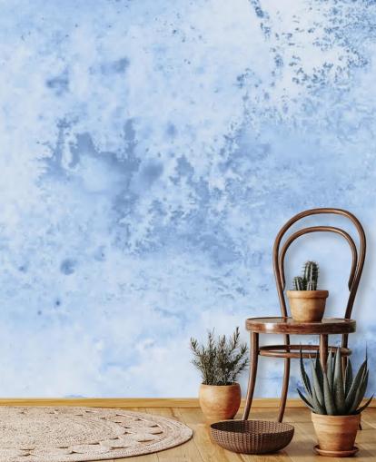 light blue watercolour wallpaper mural called Blue Watercolour for kitchens, living rooms and bedrooms