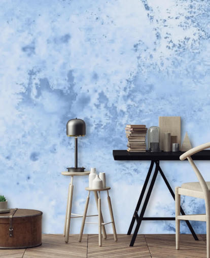 light blue watercolor wallpaper mural called Blue Watercolor for kitchens, living rooms and bedrooms