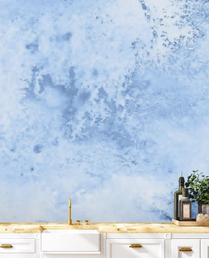 mural de papel pintado de acuarela azul claro llamado Acuarela azul para cocinas, salas de estar y dormitorios